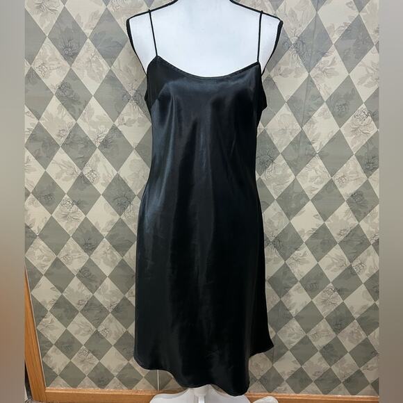 Jessica Howard Vintage Black Satin Slip Dress - Picture 1 of 5